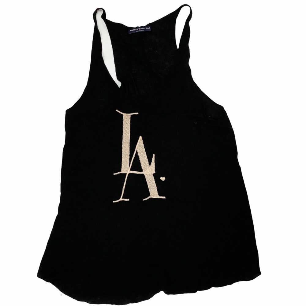 Brandy Melville Relaxed One Size “LA” Black Tank - Picture 2 of 7